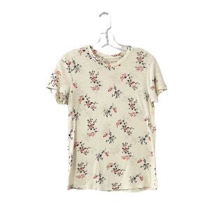 🟢Lucky Brand Cream Floral Crew Neck T Shirt Size XS